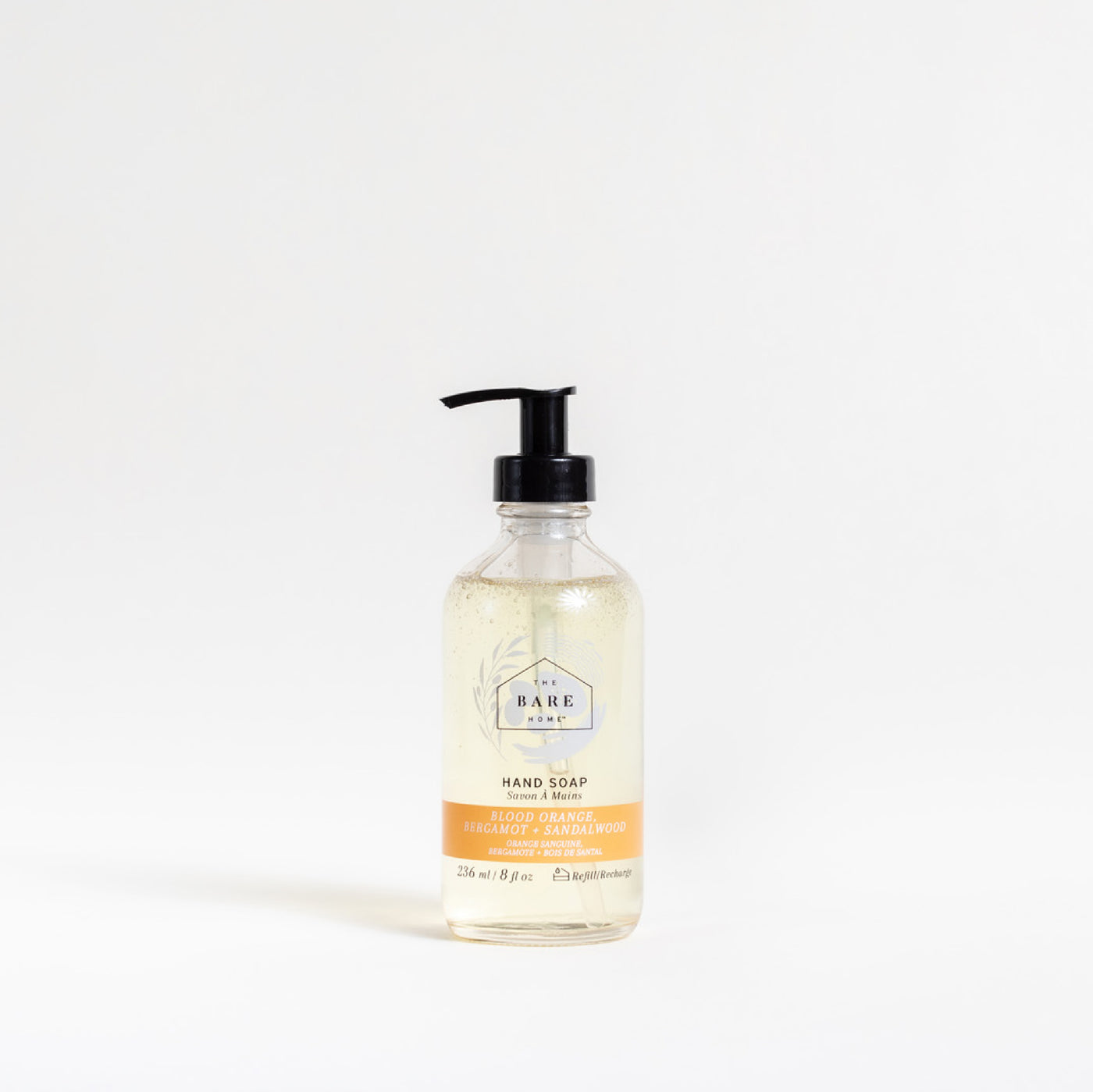 Natural + Refillable Hand Soap in 236ml Glass Bottle