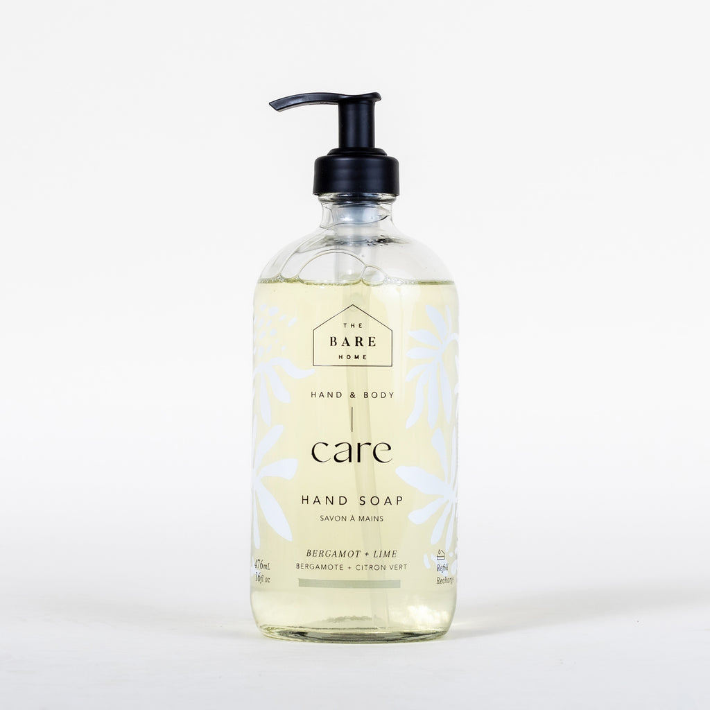 Non-toxic natural bergamot lime hand soap natural moisturizing formula refillable eco-friendly made in Canada
