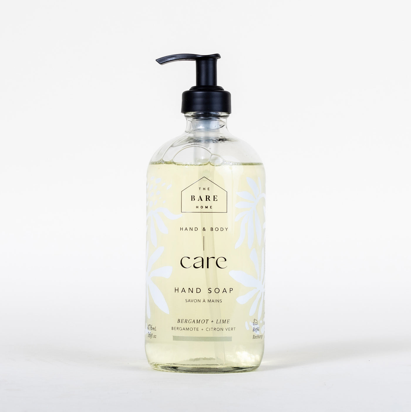 Hand soap 476ml in glass bottle Bergamot + Lime