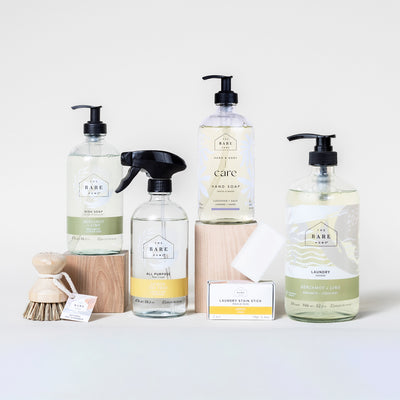 The complete home kit in glass bottles