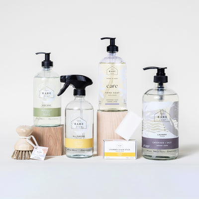 The complete home kit in glass bottles