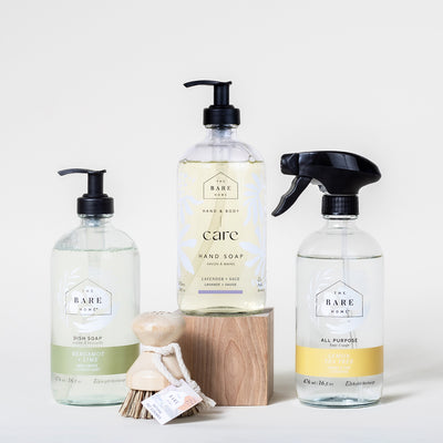 Essentials starter kit in glass bottles