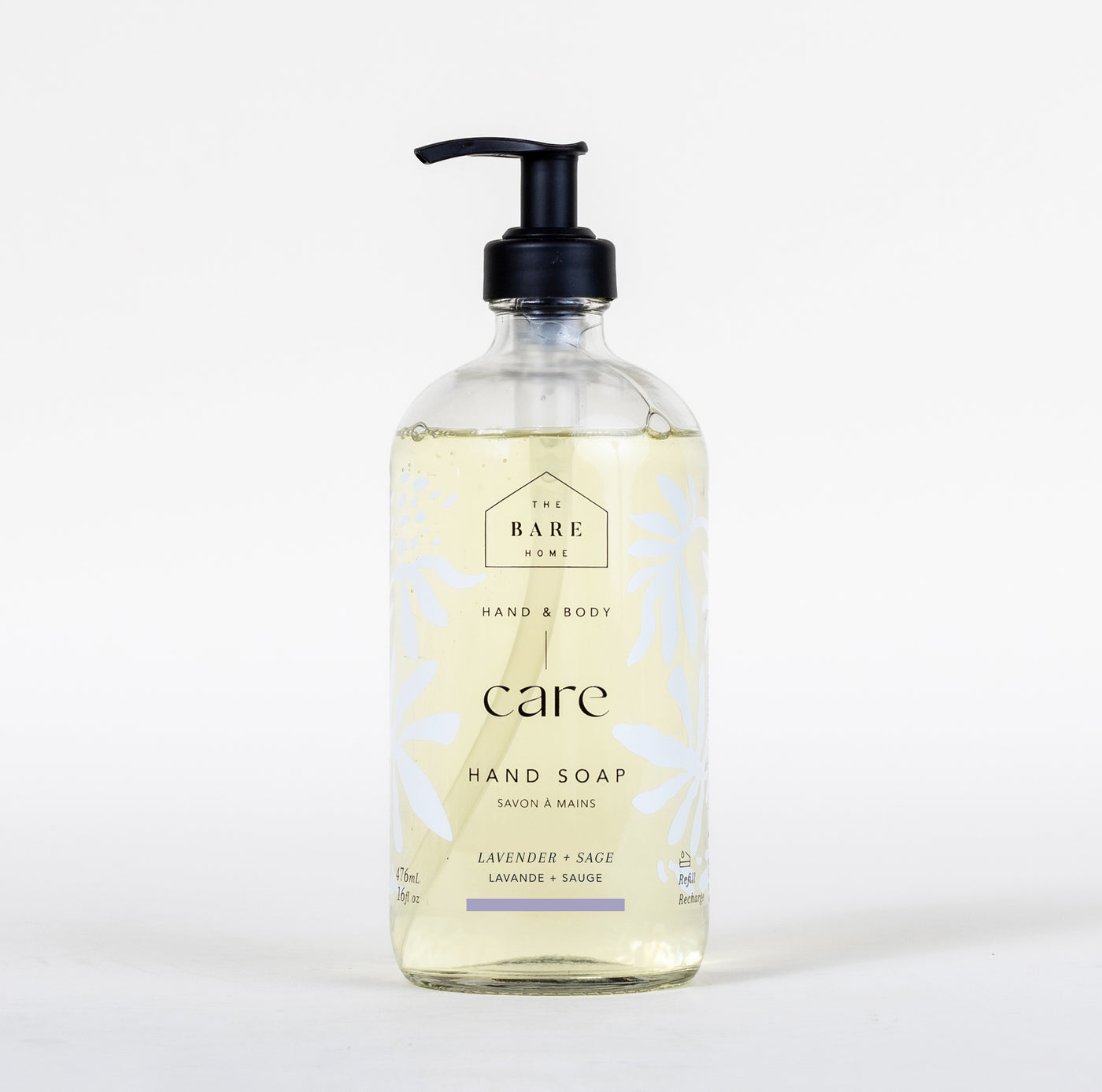 HAND SOAP 476ML IN GLASS BOTTLE LAVENDER + SAGE