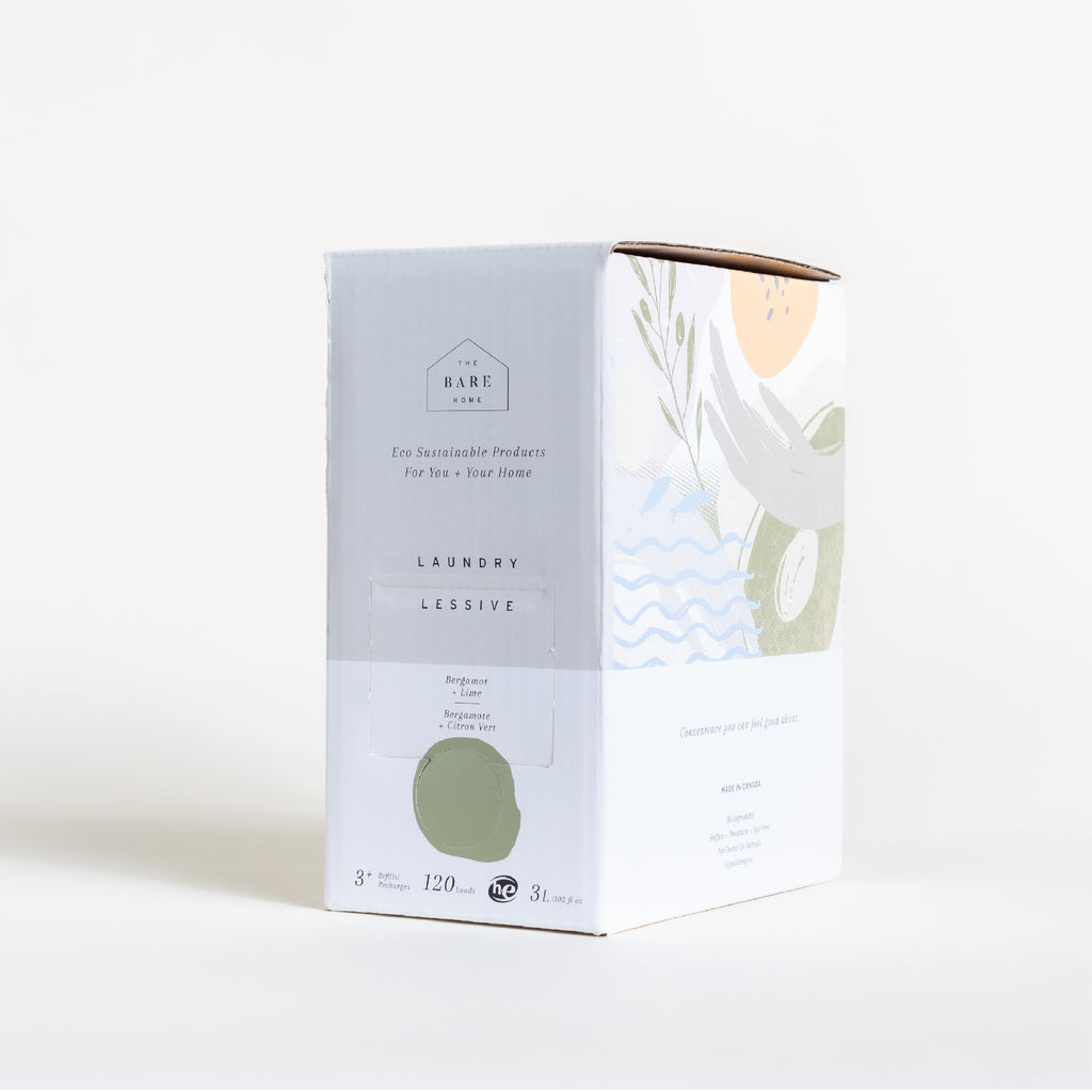 Natural + Refillable + Recyclable Laundry Detergent 3 Litre Refill Box Bergamot + Lime
