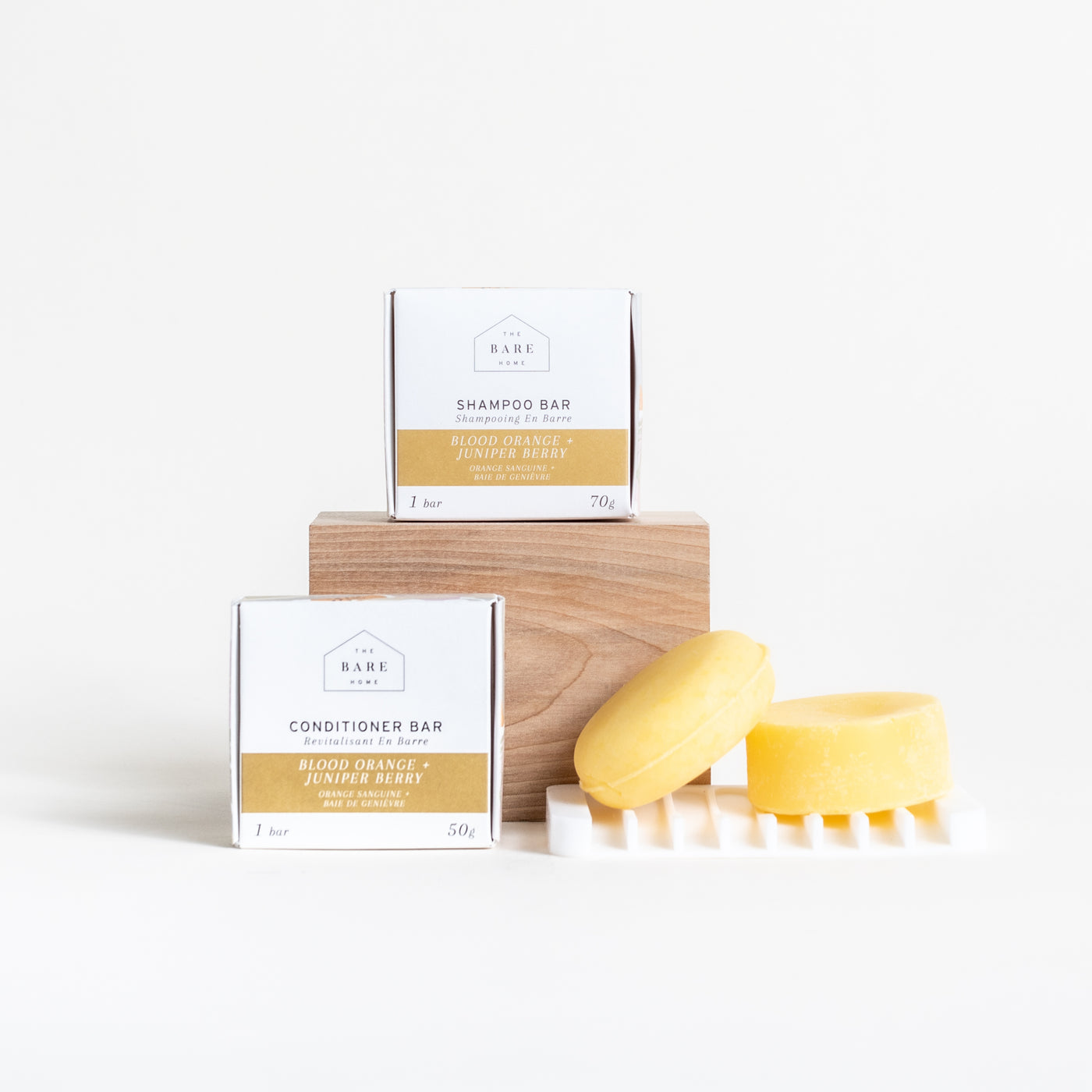 Natural + Sustainable Blood Orange + Juniper Berry Shampoo + Conditioner Bars with Silicone Tray