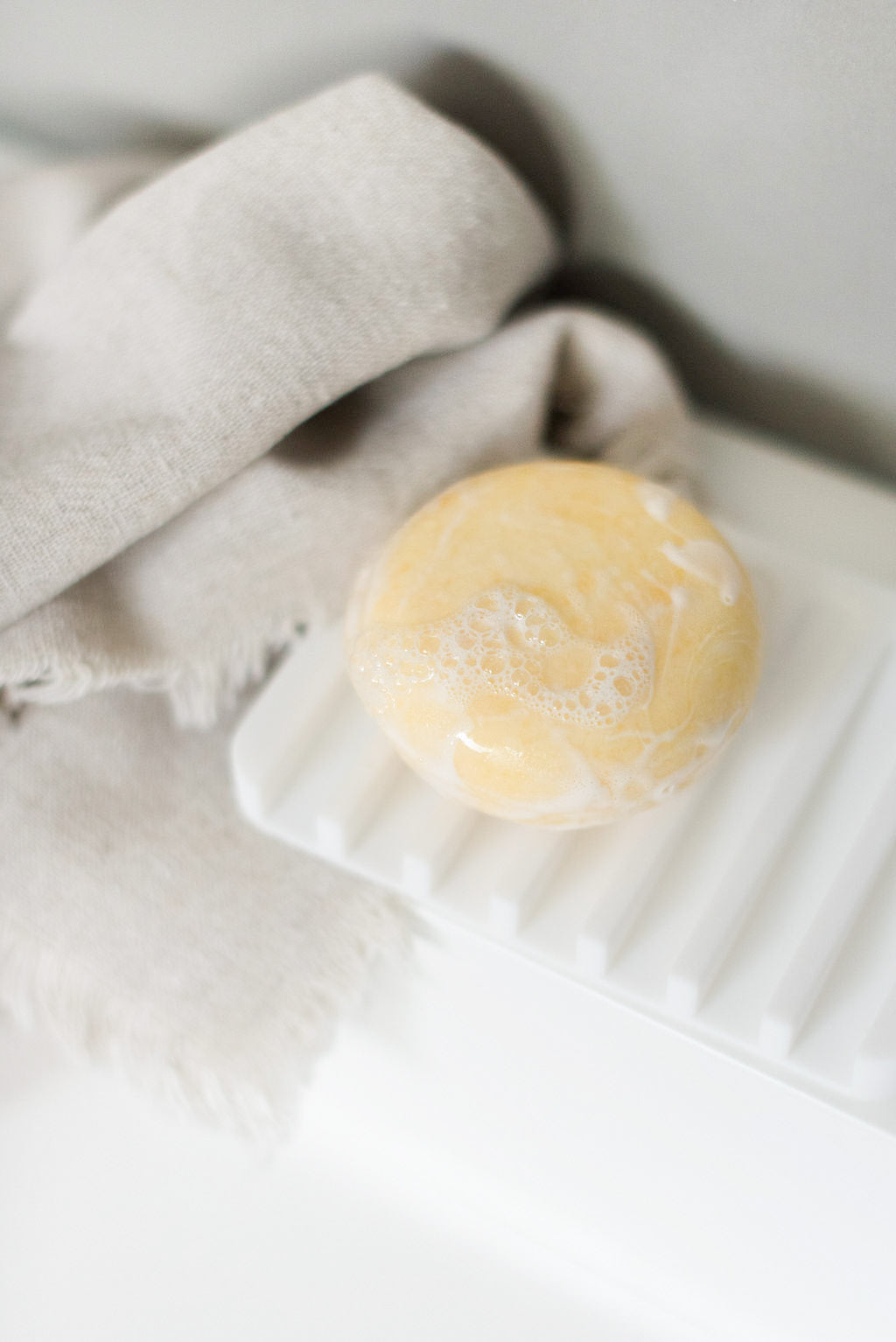 White self-draining silicone soap tray