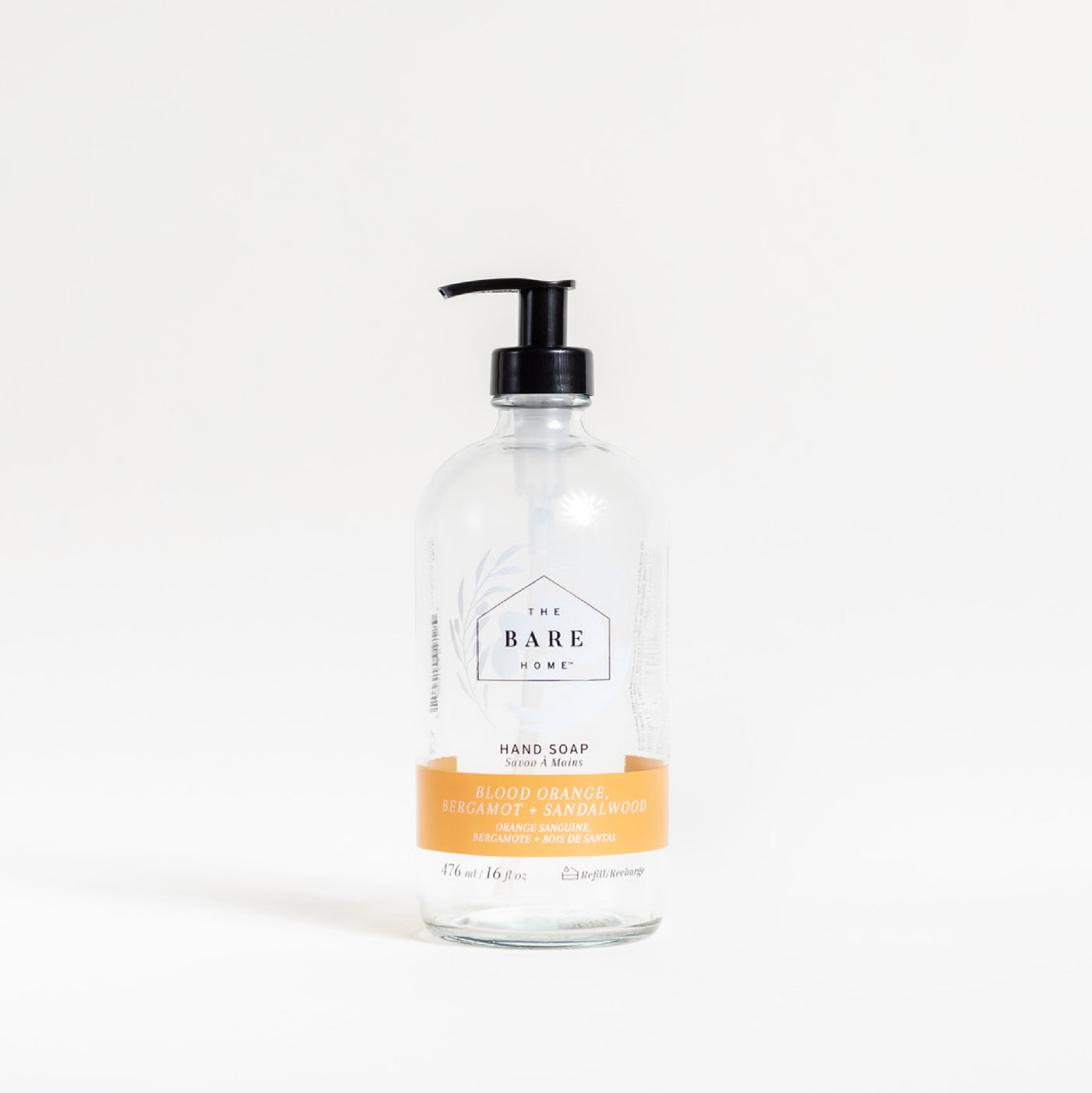 Refillable 476ml Glass Bottle for Natural Hand Soap