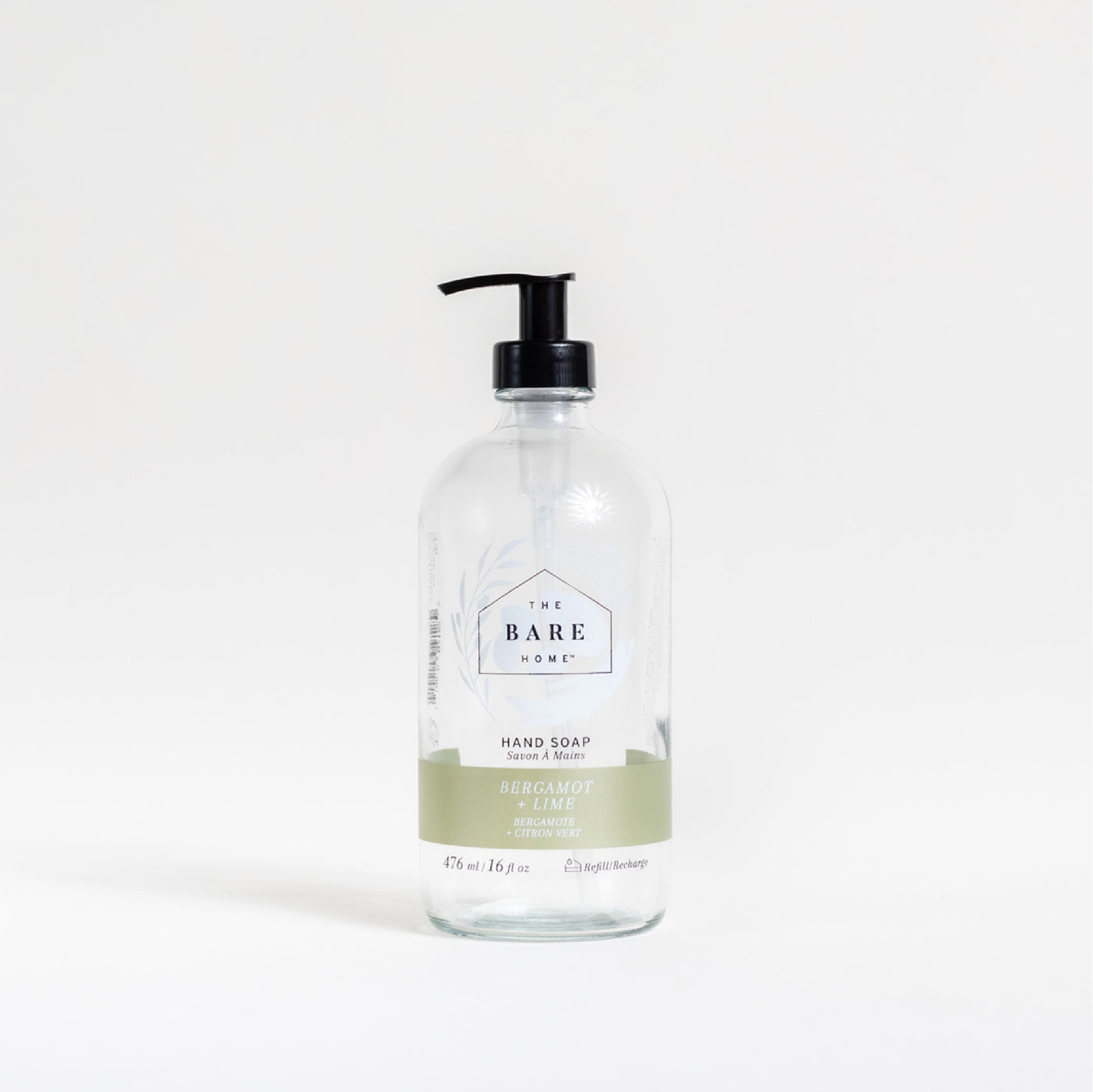 Refillable 476ml Glass Bottle for Natural Hand Soap