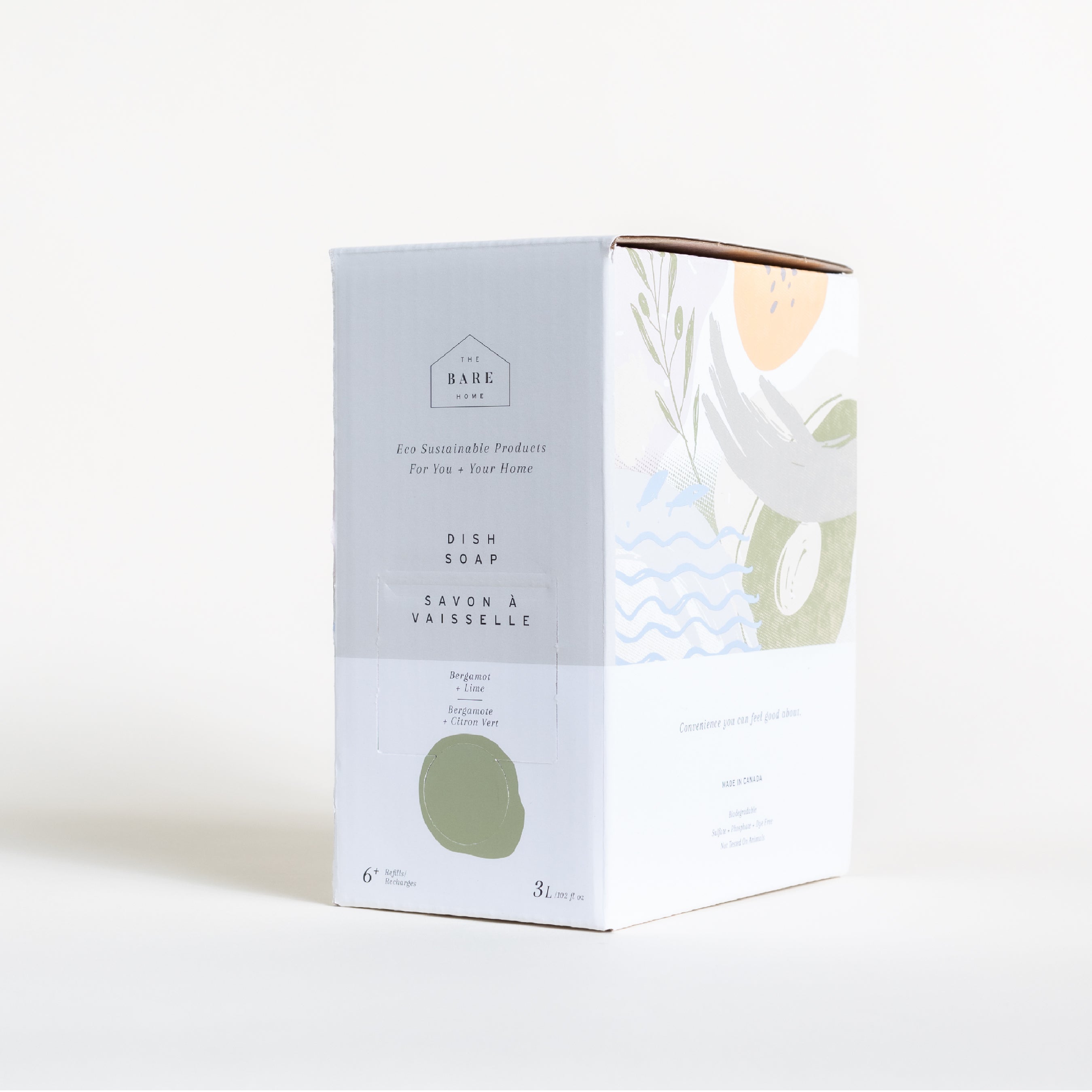 Natural + Refillable + Recyclable Dish Soap 3 Litre Refill Box